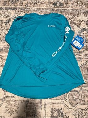 Columbia Teal Long Sleeve Performance Shirt with White Logos